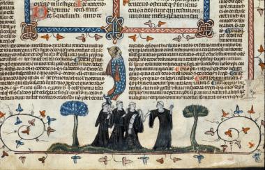 Group of monks: British Library, Royal 10 E IV f. 222 (detail)