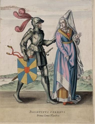 Boudewijn I en Judith in Flandria Illustrata door Antonius Sanderus (1641)